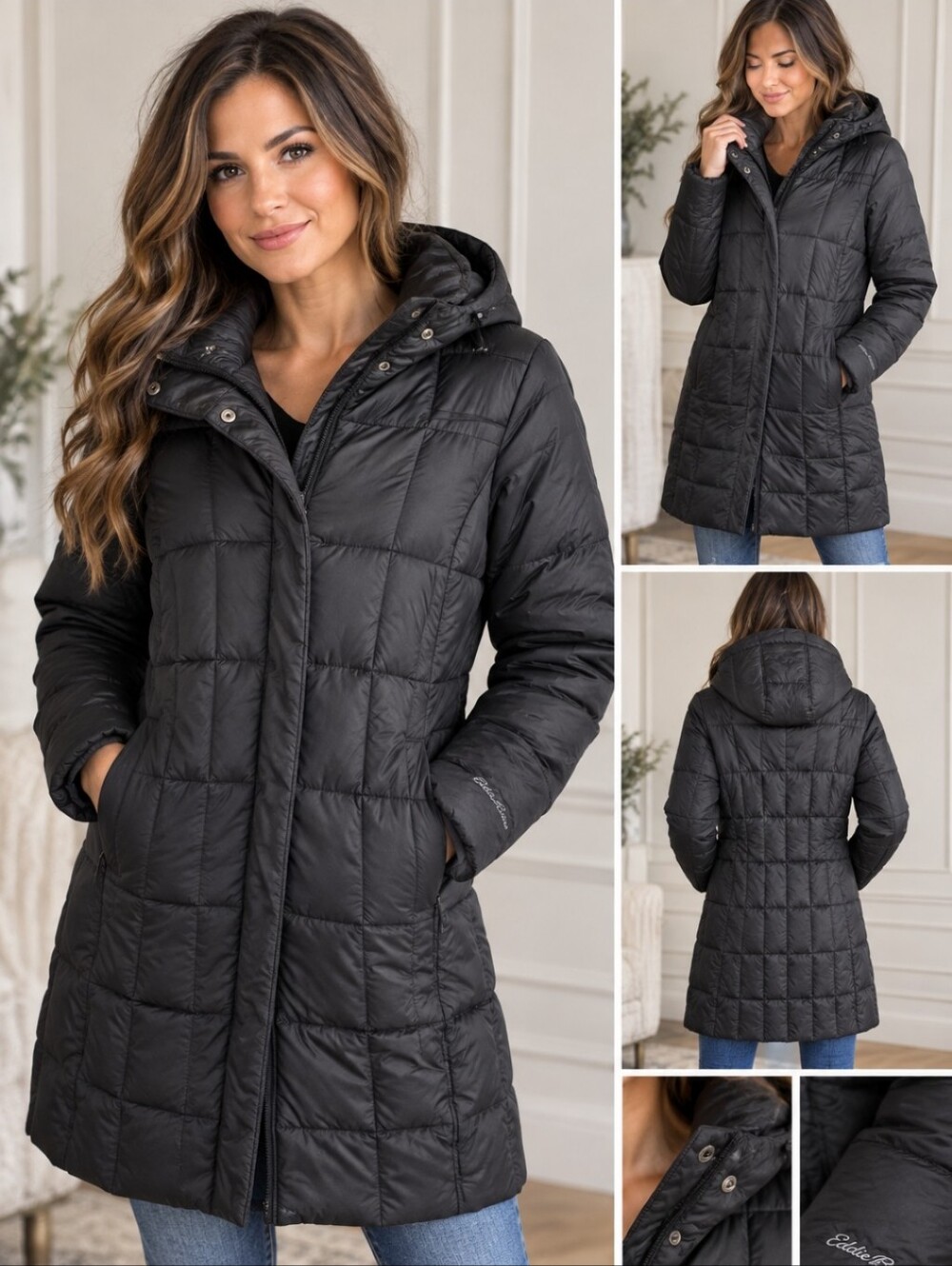 Women's Eddie Bauer Puffer Jacket Black Size S
